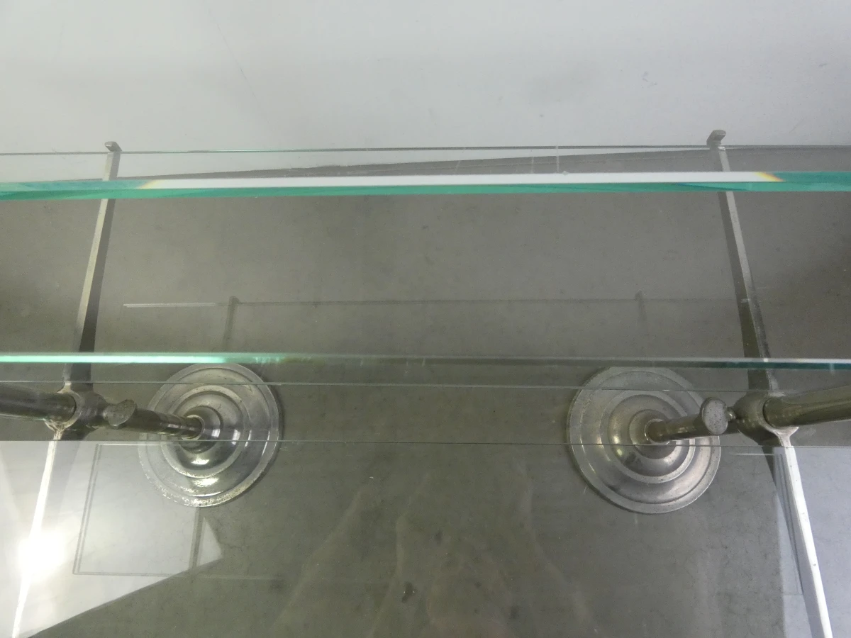 Art-deco vintage dubbelzijdige winkeldisplay van metaal en glas - foto 13