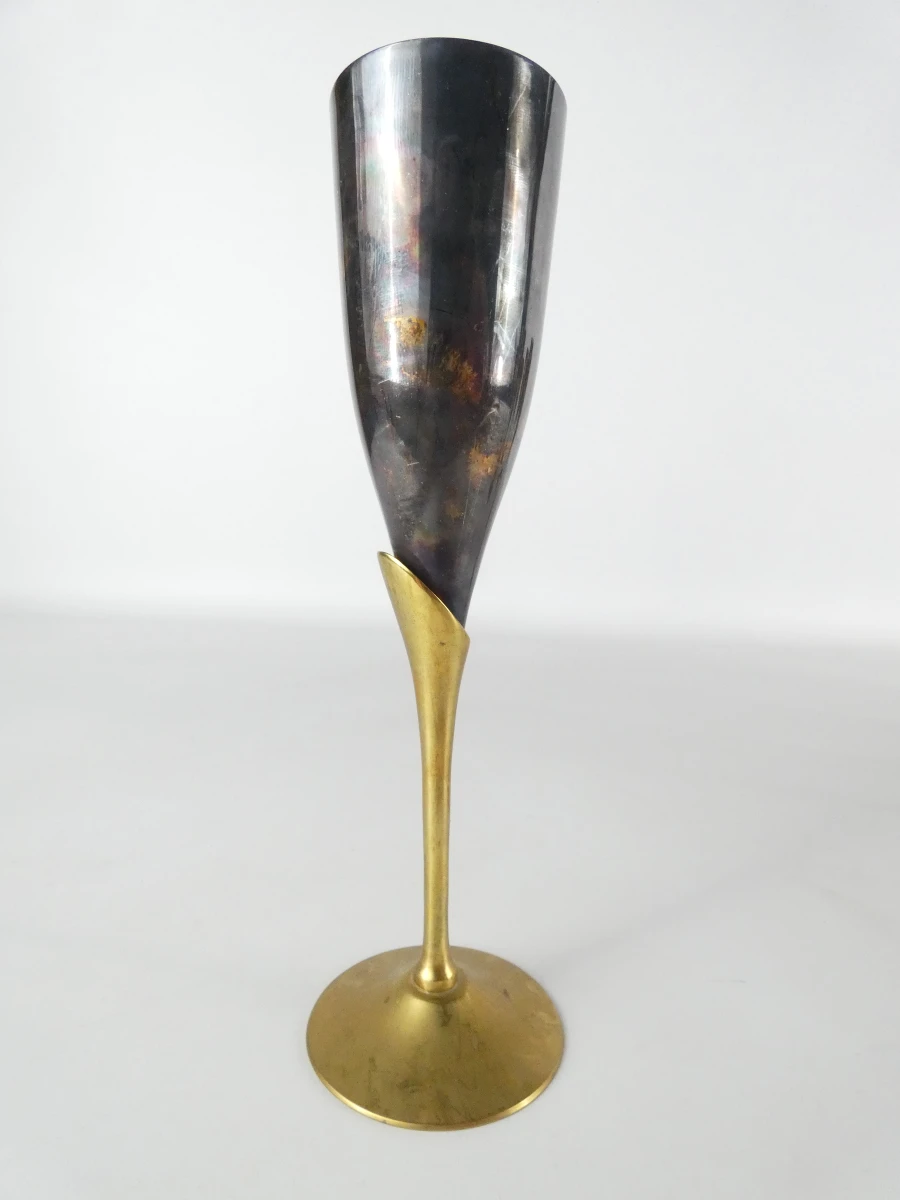 Claridge Brutalist Silverplate & Brass Flute Glasses (12 stuks) - foto 4
