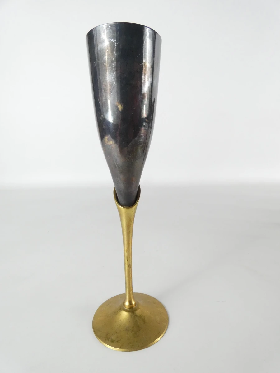Claridge Brutalist Silverplate & Brass Flute Glasses (12 stuks) - foto 5