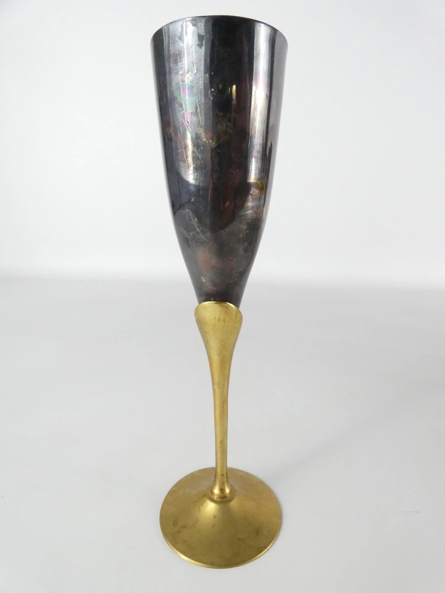 Claridge Brutalist Silverplate & Brass Flute Glasses (12 stuks) - foto 6