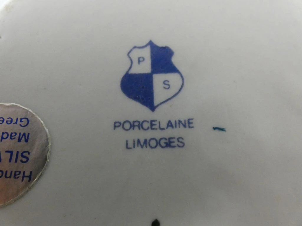 Porseleinen vaas met zilveren eikenbladdecoratie - foto 6
