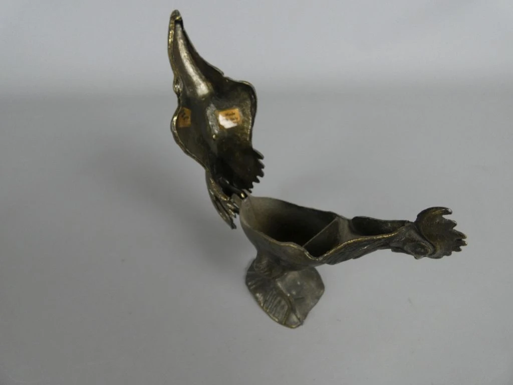 Bronzen haan beeldje met opbergvakje - foto 3
