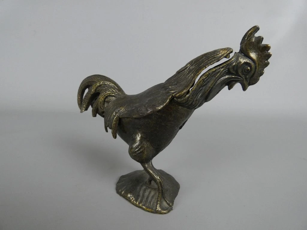 Bronzen haan beeldje met opbergvakje - foto 2