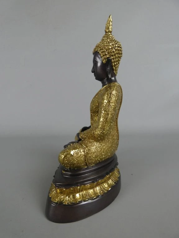 Beeld van mediterende Boeddha in zwart en goud - foto 2