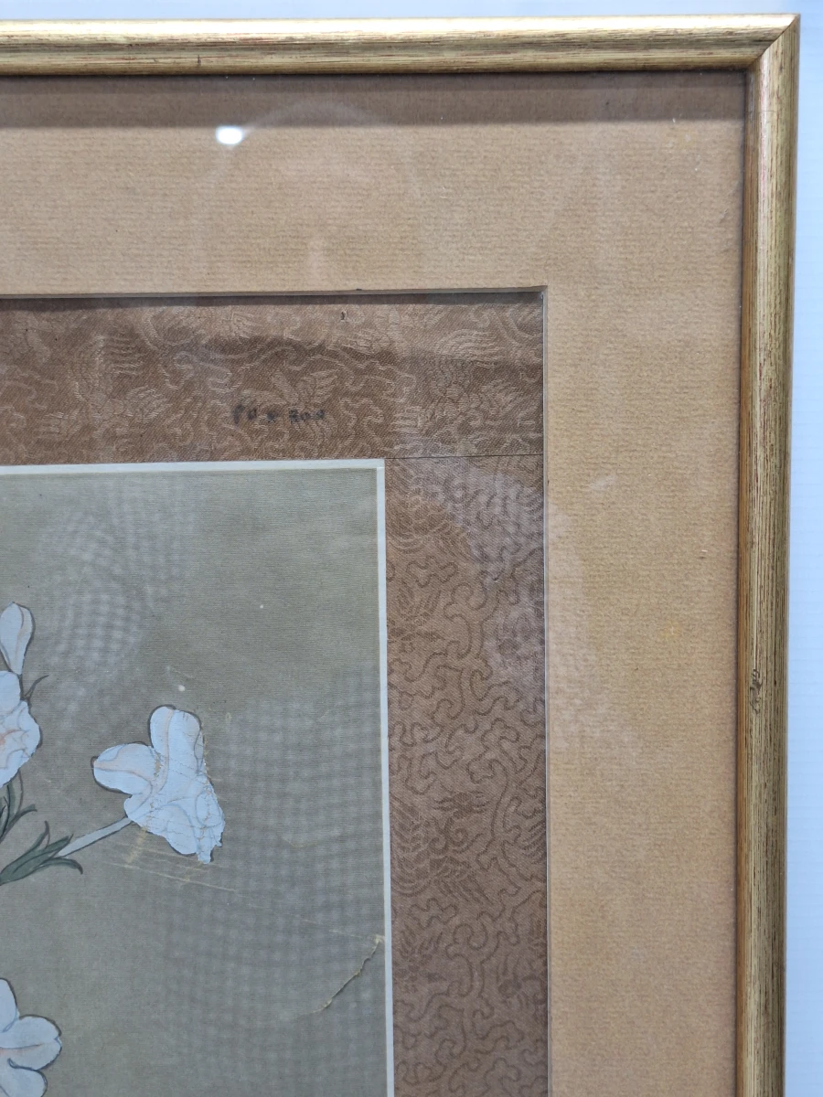 Aziatisch vogel- en bloemenschilderij - Kwartels tussen bloesems en bamboe - foto 7