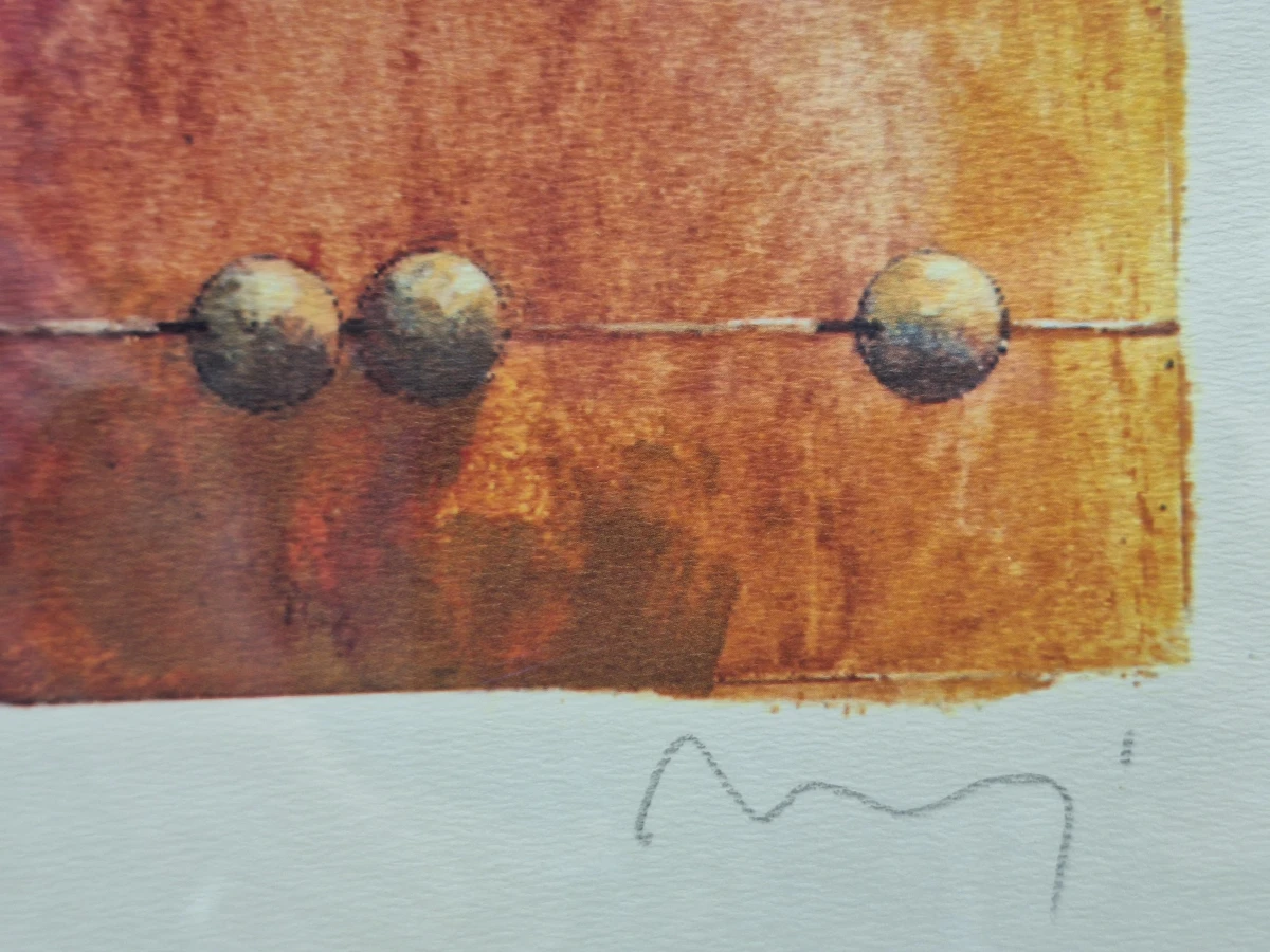 Abstracte compositie met zwevende bollen - Kleurenlithografie 27/50 E.A. - Örjan Wikström - foto 8