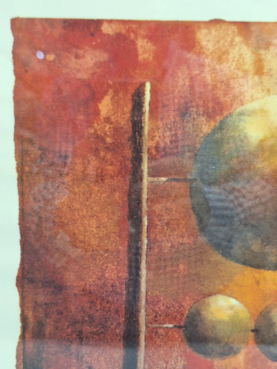 Abstracte compositie met zwevende bollen - Kleurenlithografie 27/50 E.A. - Örjan Wikström - foto 6