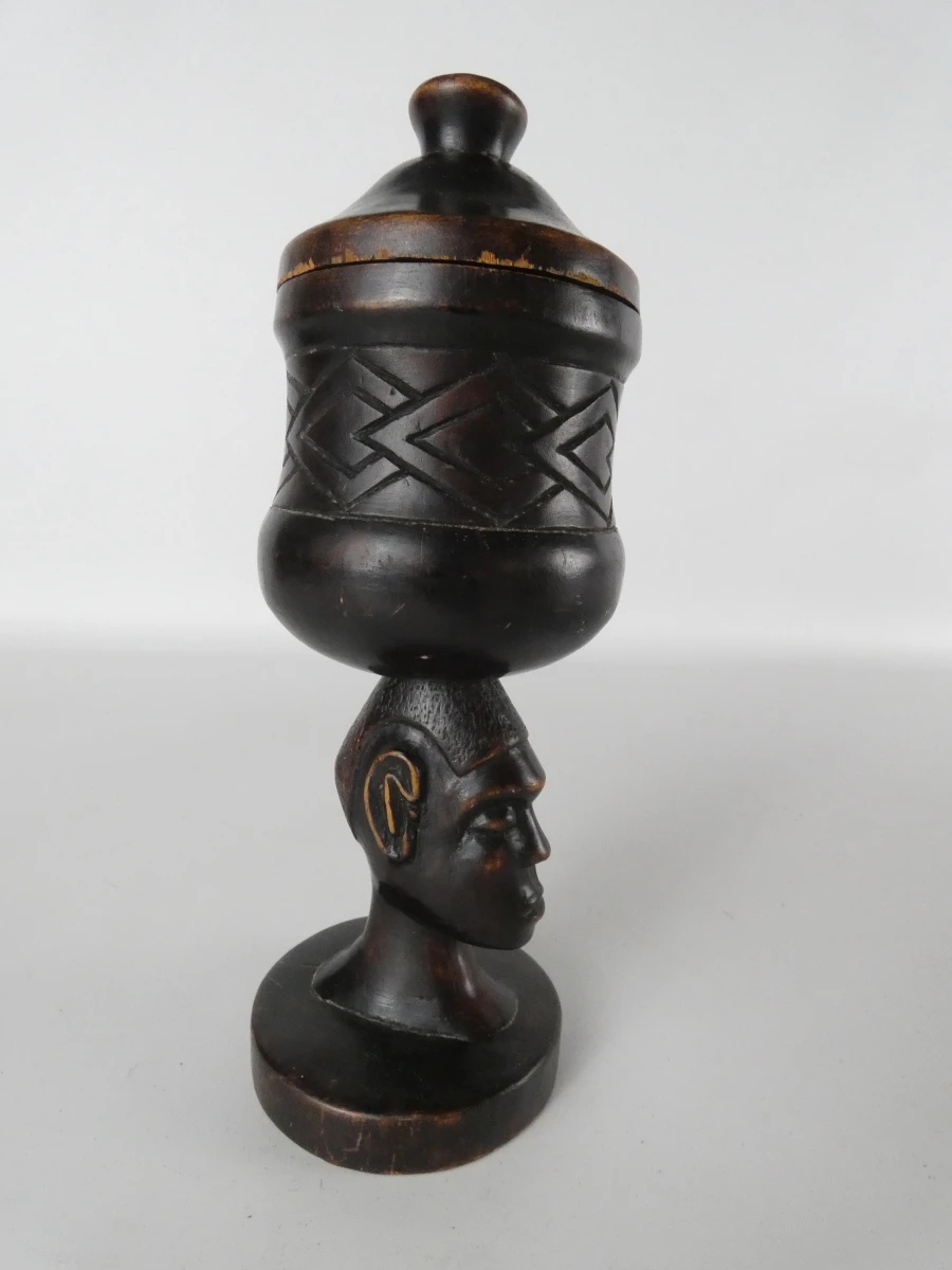 Set van 5 Afrikaanse houten maskers en houder(1992) - foto 17