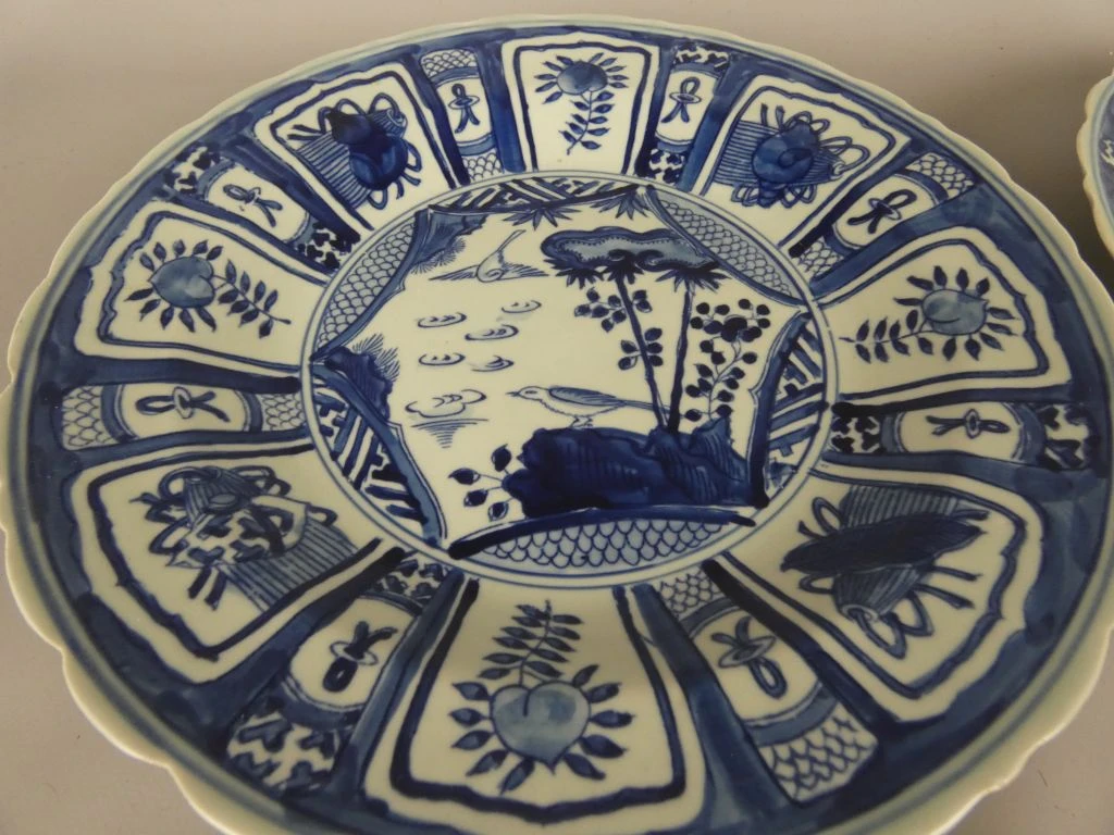 Set van 6 blauwe decoratieve borden met Aziatisch motief - foto 3