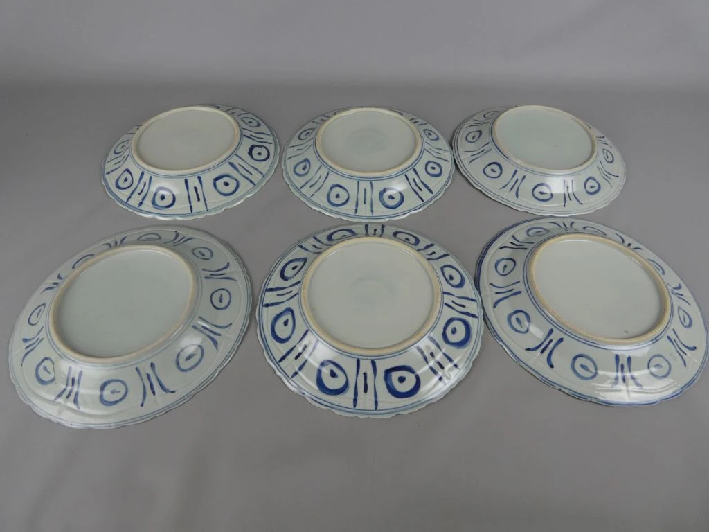 Set van 6 blauwe decoratieve borden met Aziatisch motief - foto 8