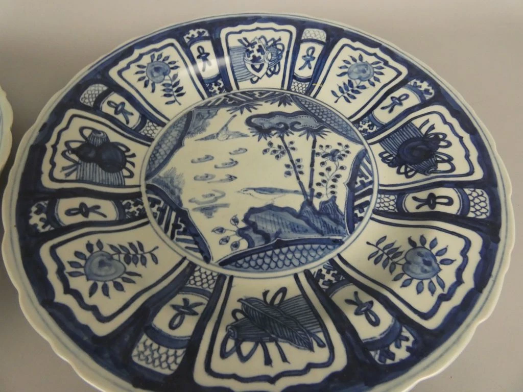 Set van 6 blauwe decoratieve borden met Aziatisch motief - foto 5