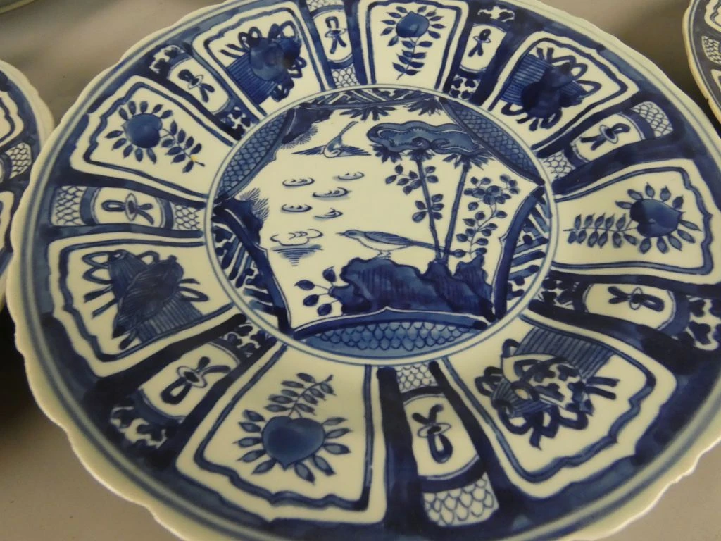 Set van 6 blauwe decoratieve borden met Aziatisch motief - foto 7