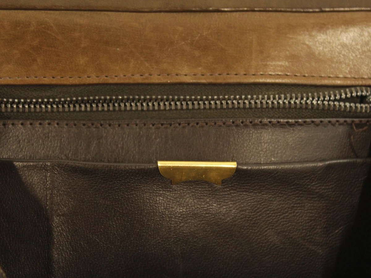 Vintage Cognacbruine Leren Handtas - foto 7