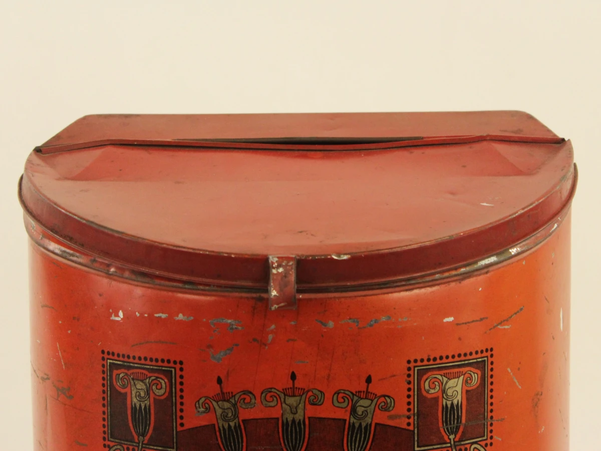 Etabl. J Schuybroek Anvers Antiek Rood Metalen XL blik – foto 3 – kavel bij De Kringwinkel, Antwerpen