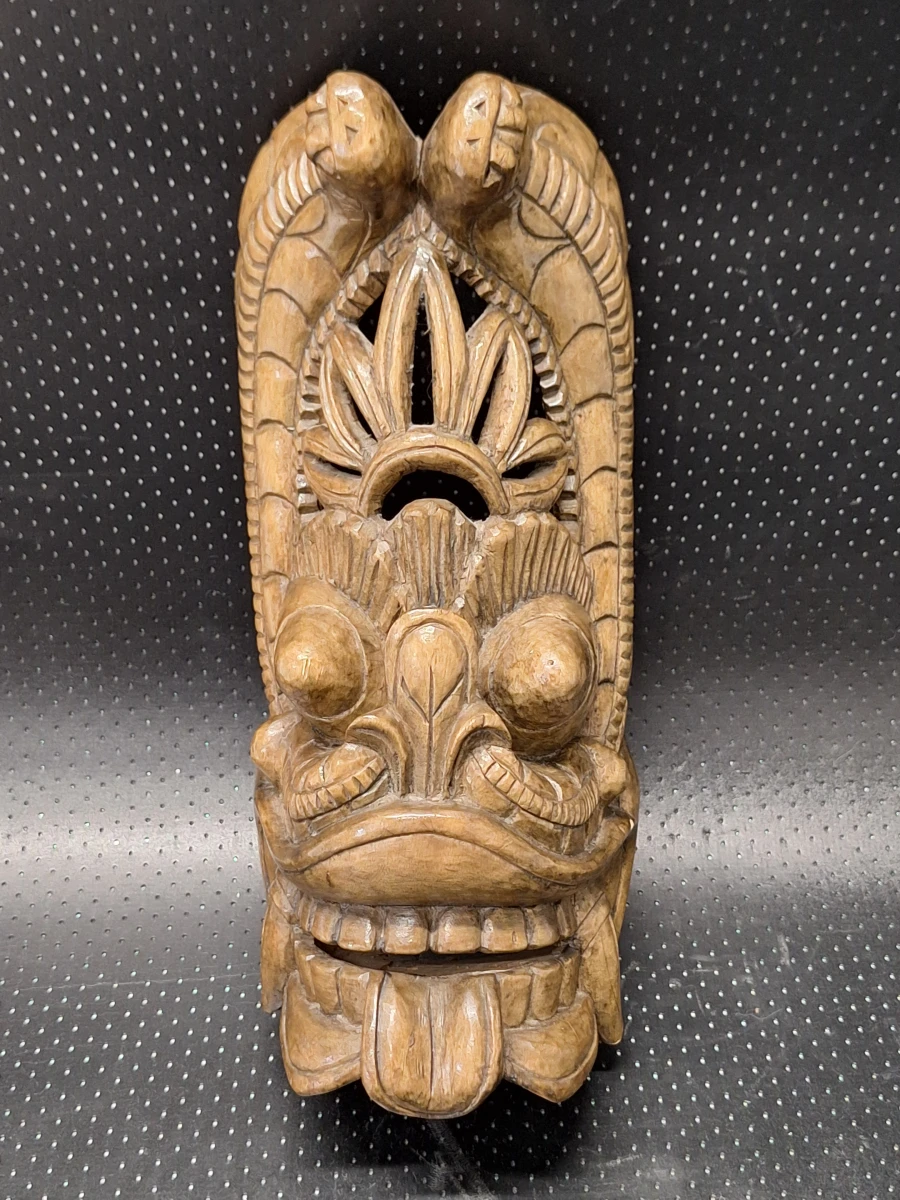 Driedelige set handgesneden Balinese maskers van hout - foto 2