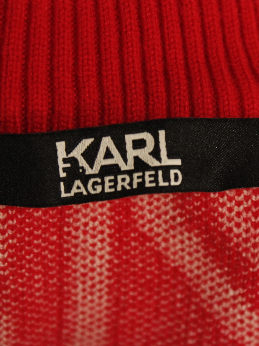 Karl Lagerfeld rode damestrui met wit patroon van harten en letters - foto 7