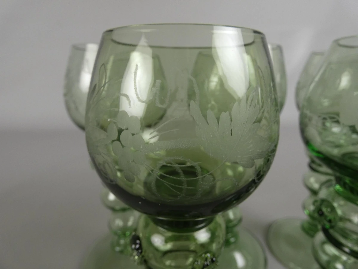 5 groene wijnglazen - foto 2