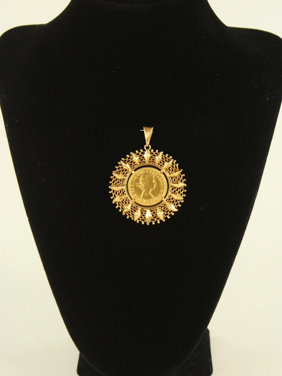 Vintage 18 karaats gouden hanger met Britse Sovereign 1958 – Scudellaro & Pavan - foto 8