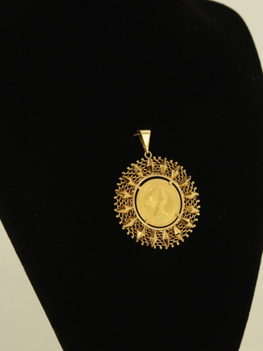 Vintage 18 karaats gouden hanger met Britse Sovereign 1958 – Scudellaro & Pavan - foto 9