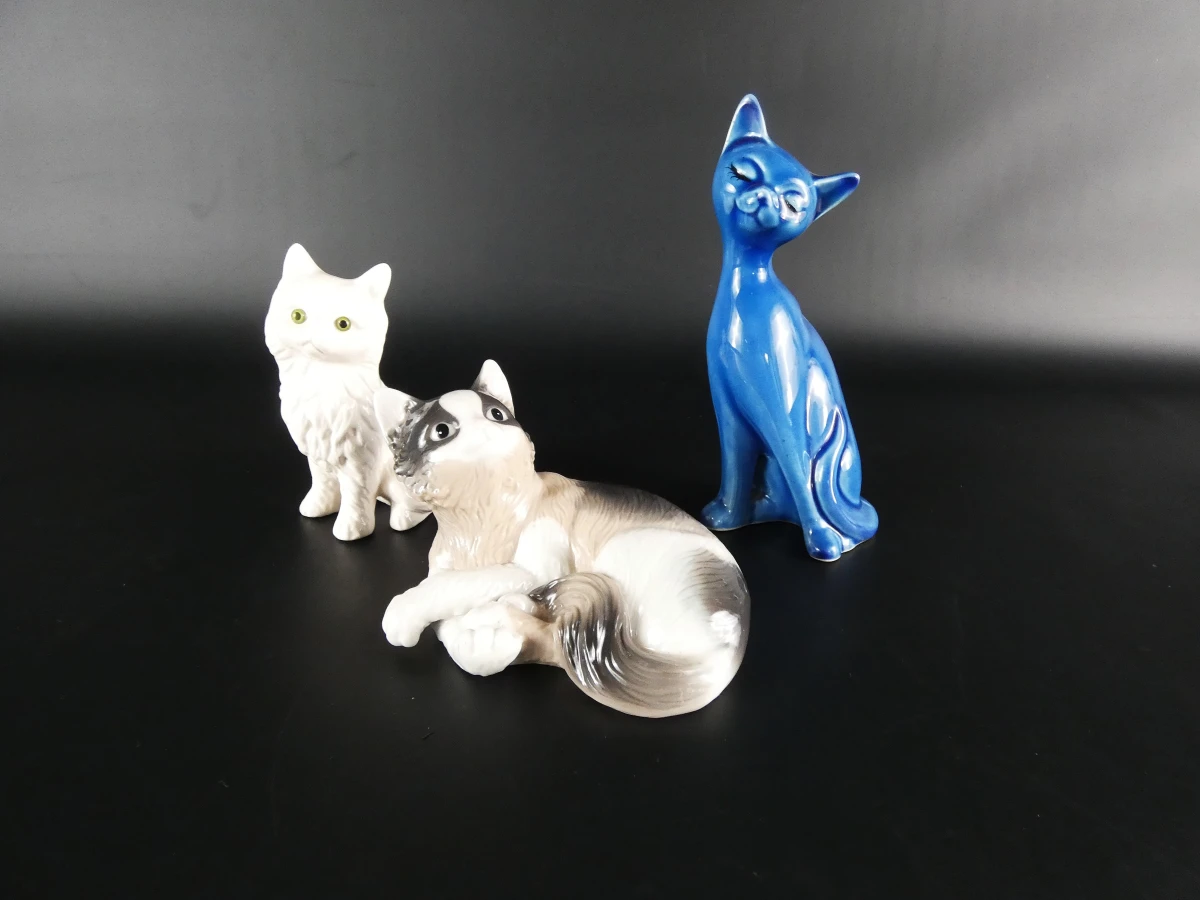 Set van 3 keramische kattenfiguren - foto 15