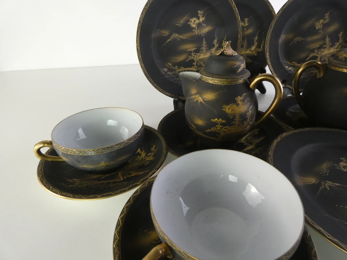 Vintage Japans handgeschilderd theeservies met gouden details - foto 2