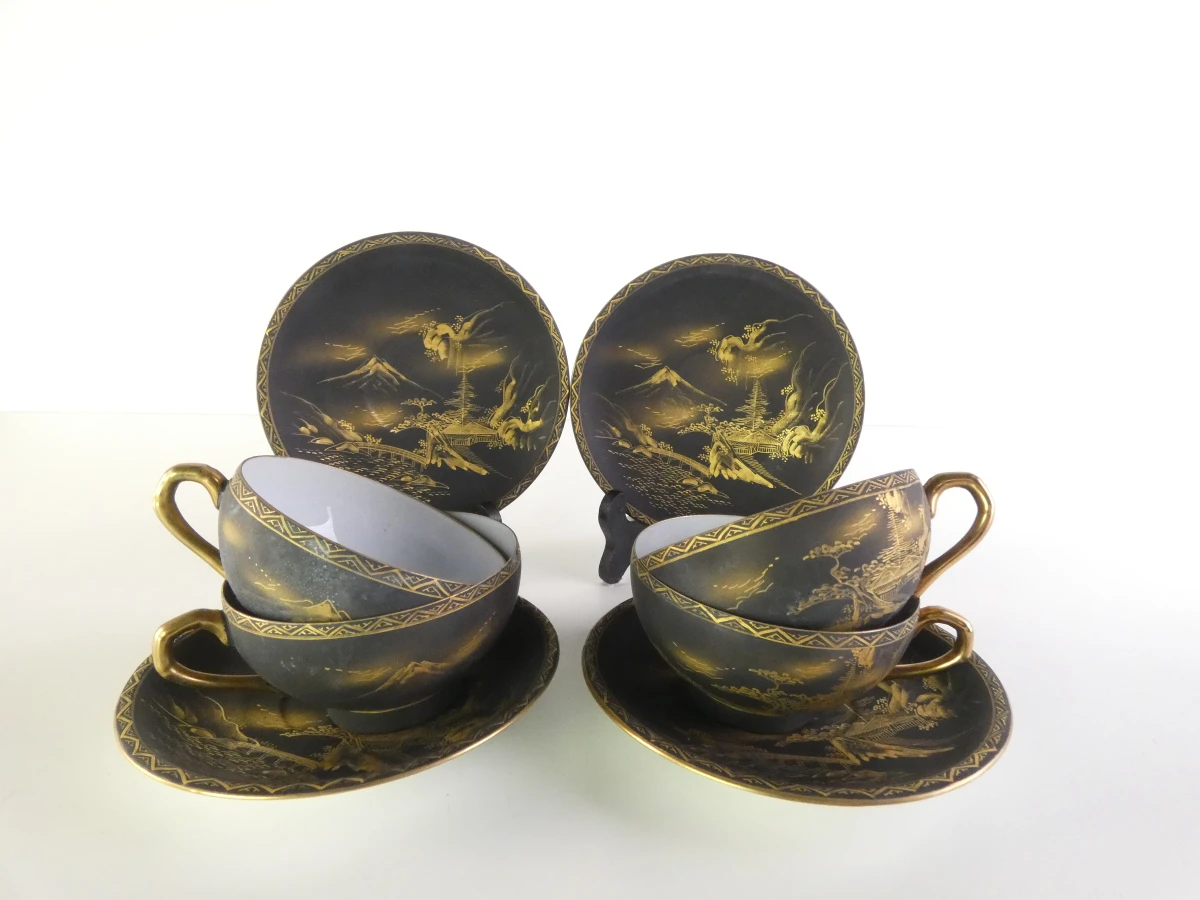 Vintage Japans handgeschilderd theeservies met gouden details - foto 9
