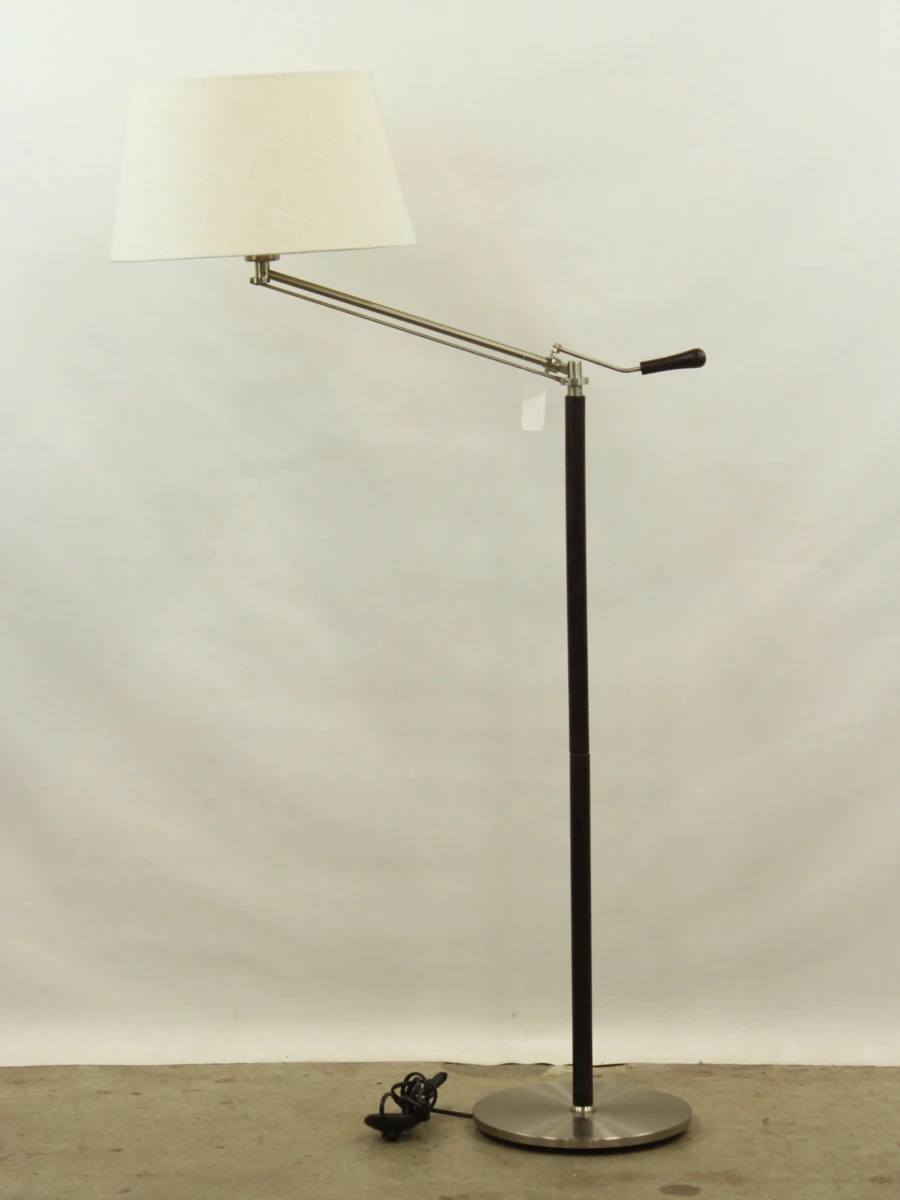 Bellino - verstelbare design vloerlamp - hout & geborsteld metaal - Belgisch - foto 3