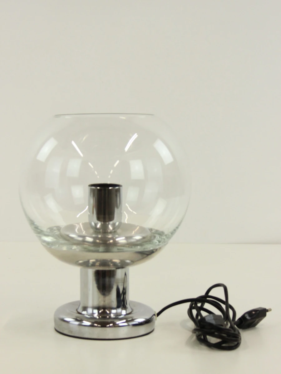 Vintage Space Age tafellamp in chroom en glas - foto 3
