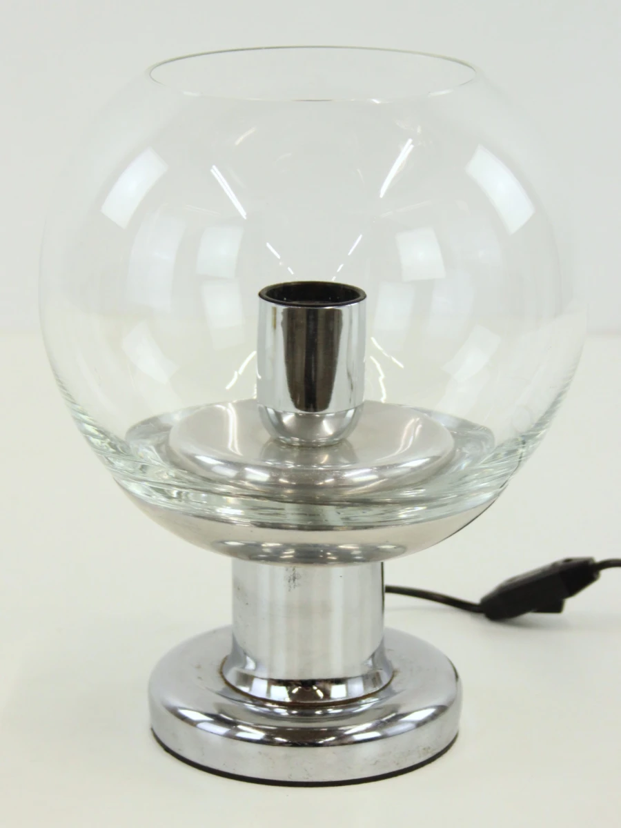 Vintage Space Age tafellamp in chroom en glas - foto 2
