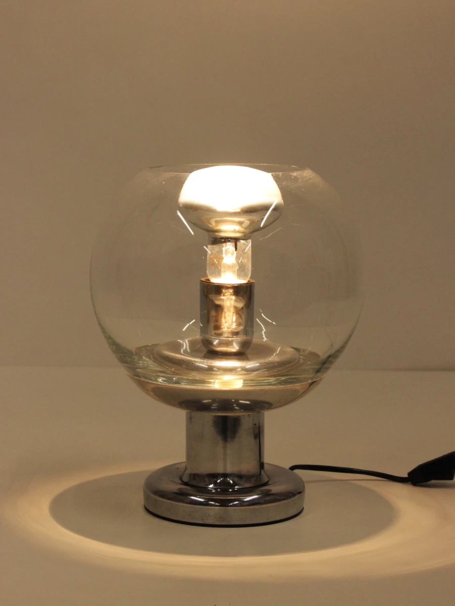 Vintage Space Age tafellamp in chroom en glas - foto 6