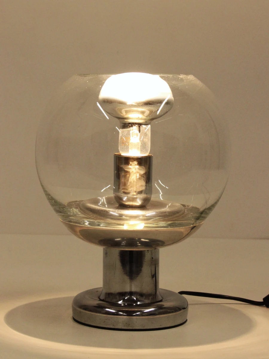 Vintage Space Age tafellamp in chroom en glas - foto 7