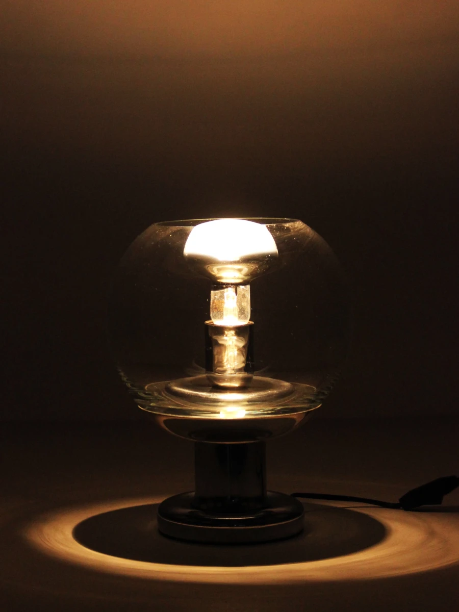 Vintage Space Age tafellamp in chroom en glas - foto 8