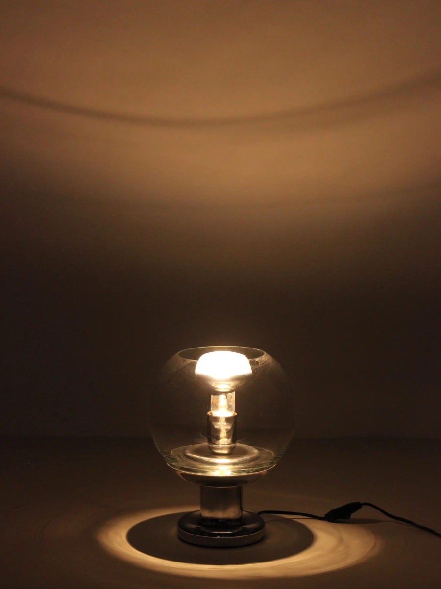Vintage Space Age tafellamp in chroom en glas - foto 9