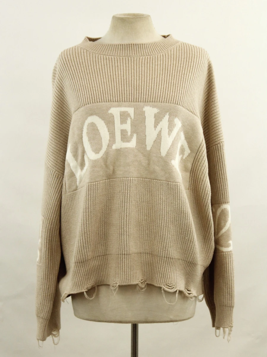Loewe - oversized trui in cashmere & wol - beige en gebroken wit – kavel bij De Kringwinkel, Antwerpen