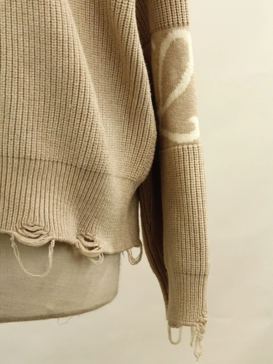 Loewe - oversized trui in cashmere & wol - beige en gebroken wit - foto 3