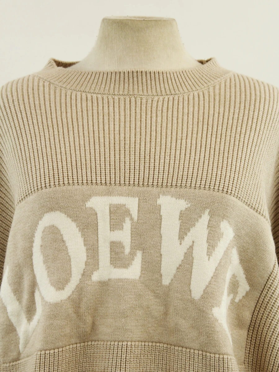 Loewe - oversized trui in cashmere & wol - beige en gebroken wit - foto 5