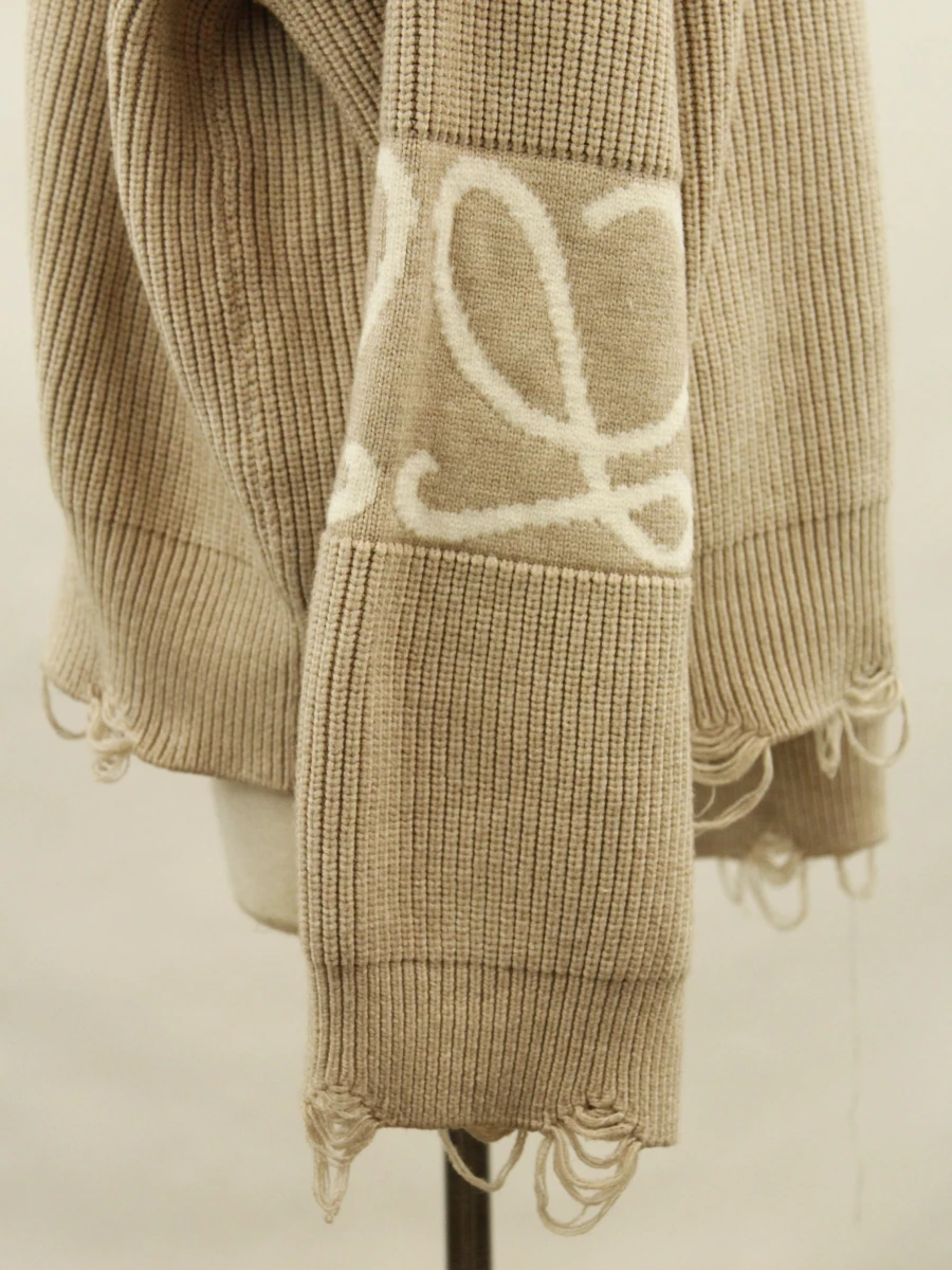 Loewe - oversized trui in cashmere & wol - beige en gebroken wit - foto 6