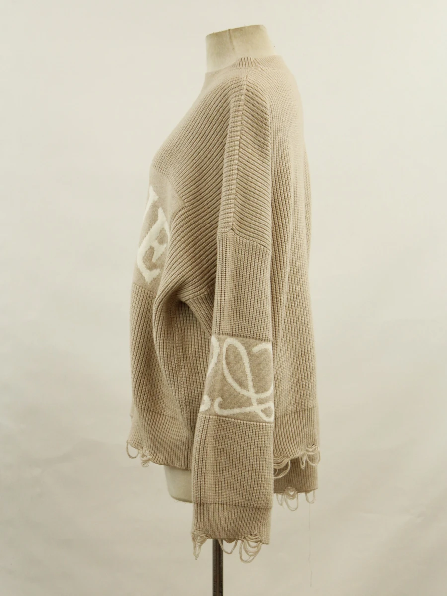 Loewe - oversized trui in cashmere & wol - beige en gebroken wit - foto 7