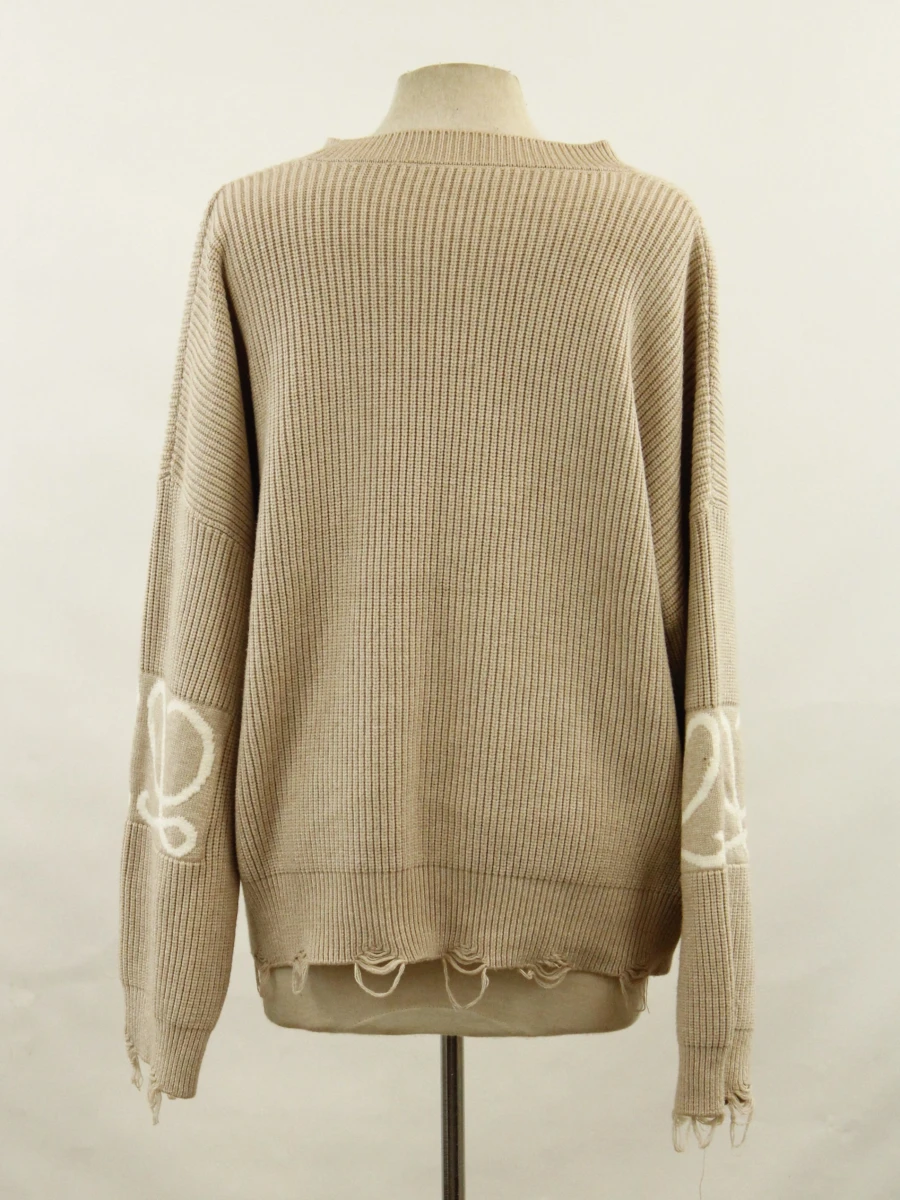 Loewe - oversized trui in cashmere & wol - beige en gebroken wit - foto 8