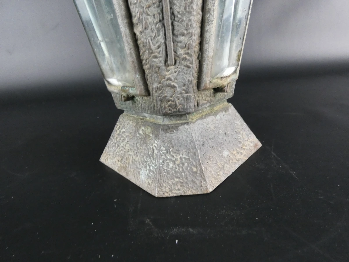 Metaallegering graflantaarn – Zeshoekig met Facetglas & Kruis - foto 8