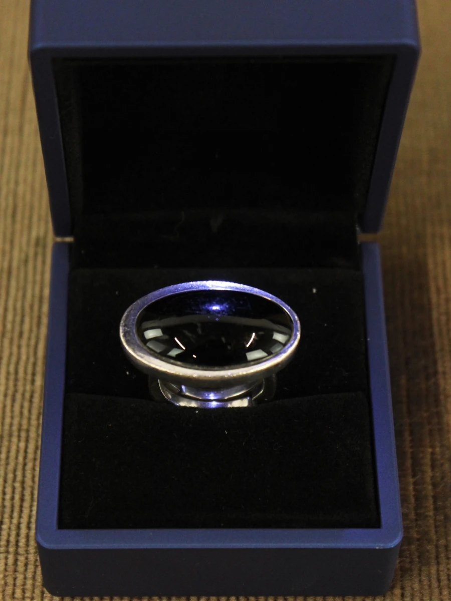 Sterling zilveren ring met ovale zwarte steen - foto 2