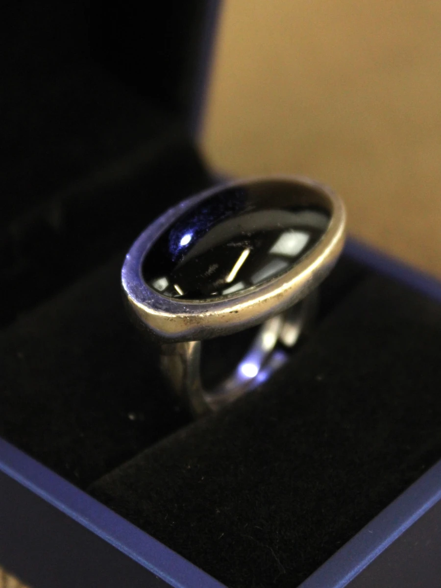Sterling zilveren ring met ovale zwarte steen - foto 3