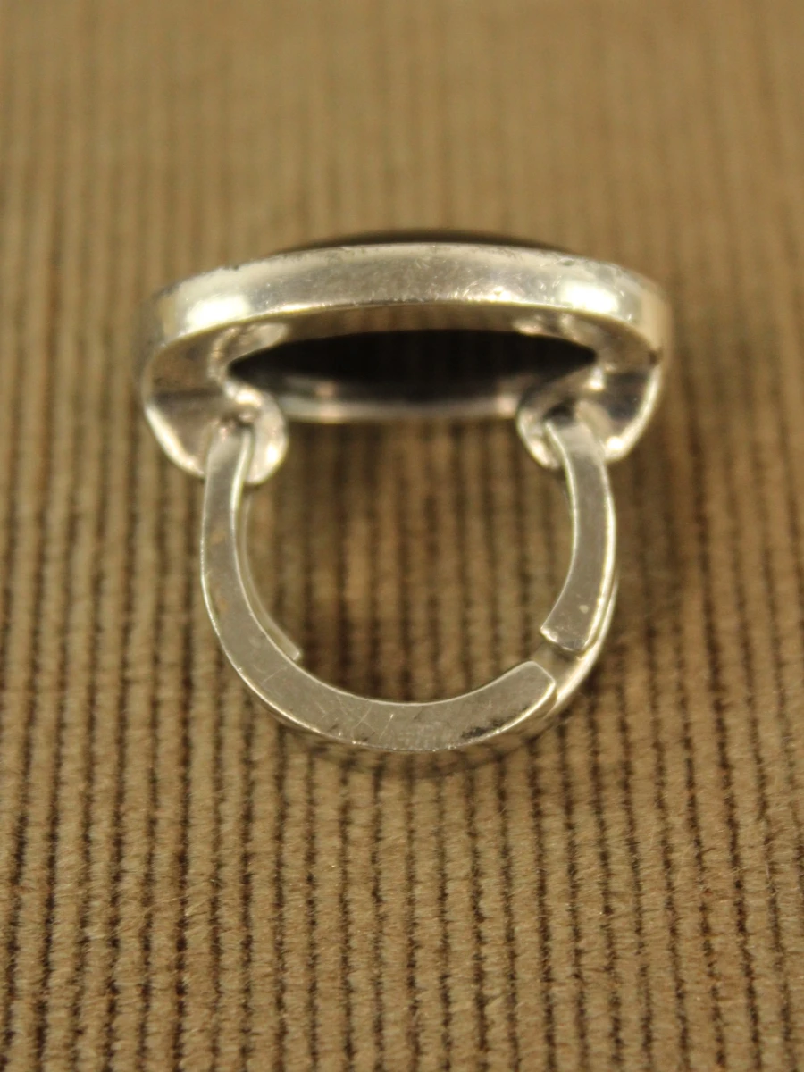 Sterling zilveren ring met ovale zwarte steen - foto 4
