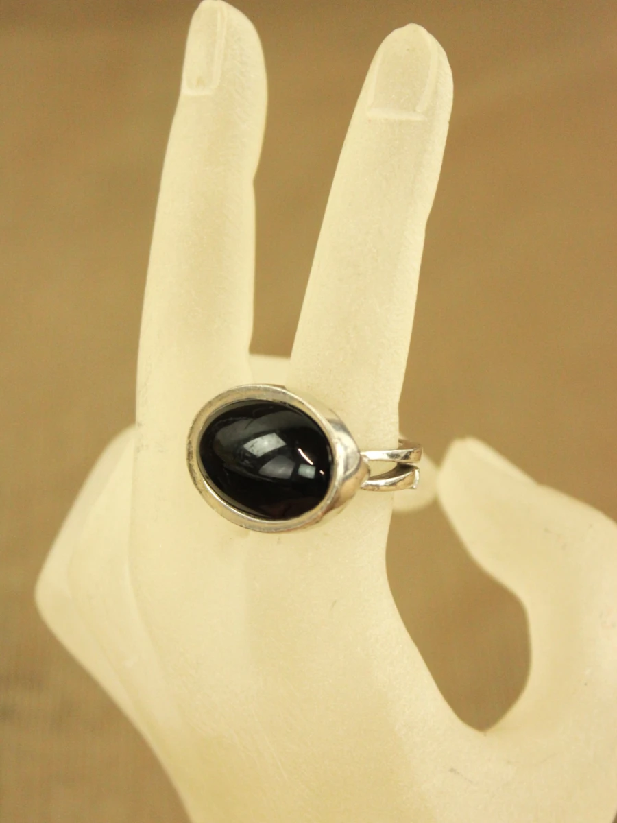 Sterling zilveren ring met ovale zwarte steen - foto 5