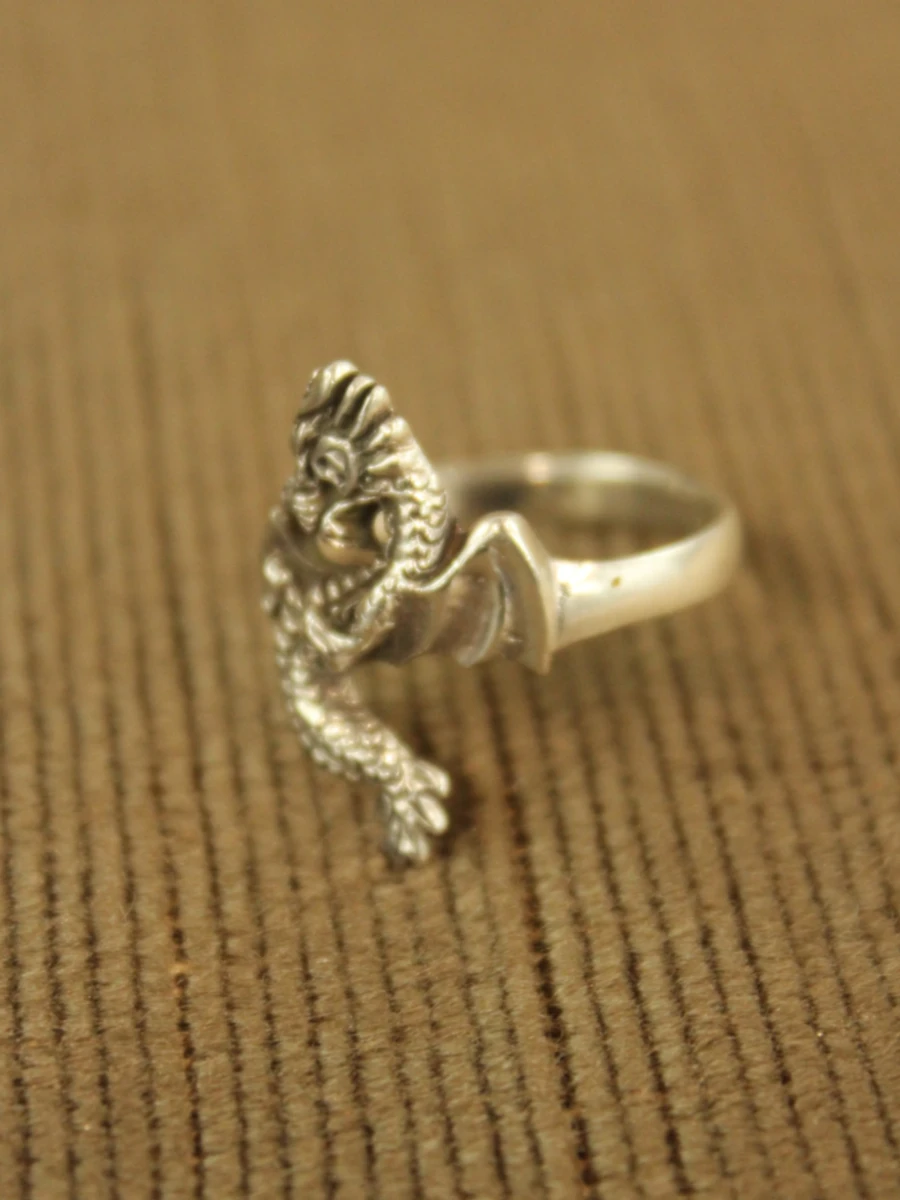 Sterling zilveren ring met draakmotief - foto 3