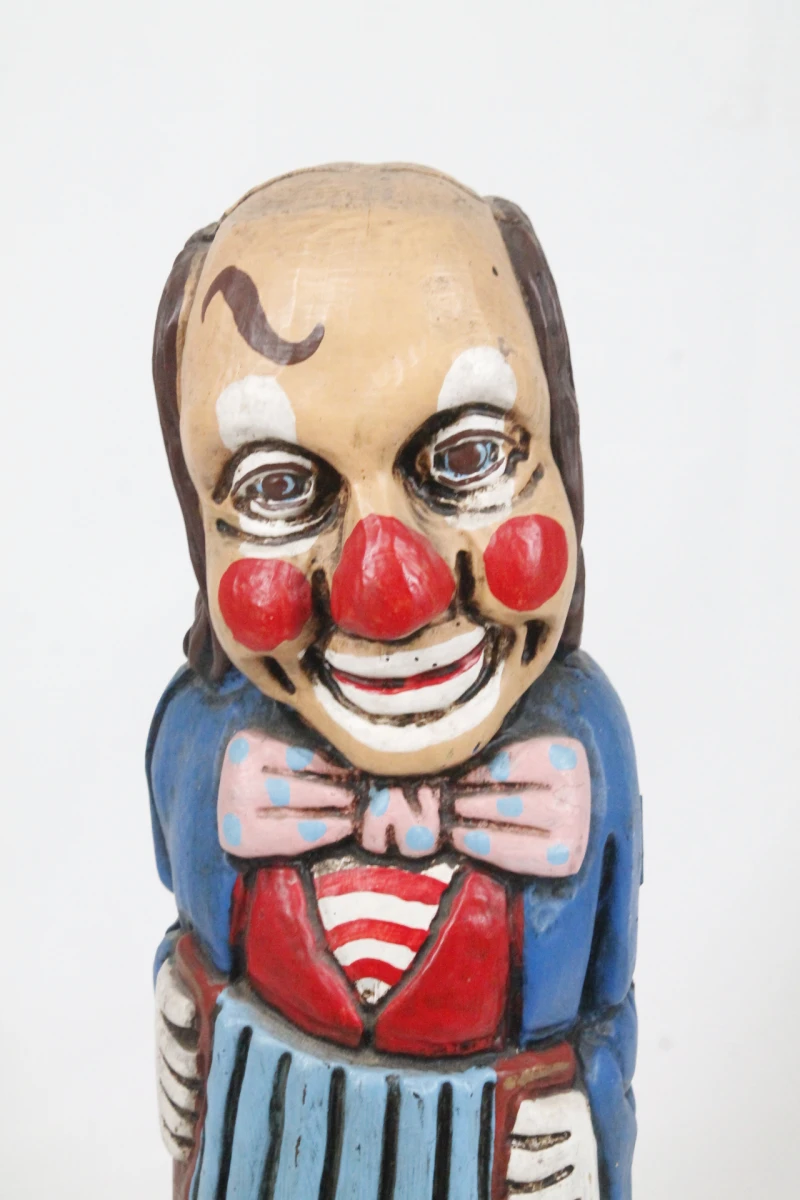 Decoratieve houten clown drankflescase - foto 7