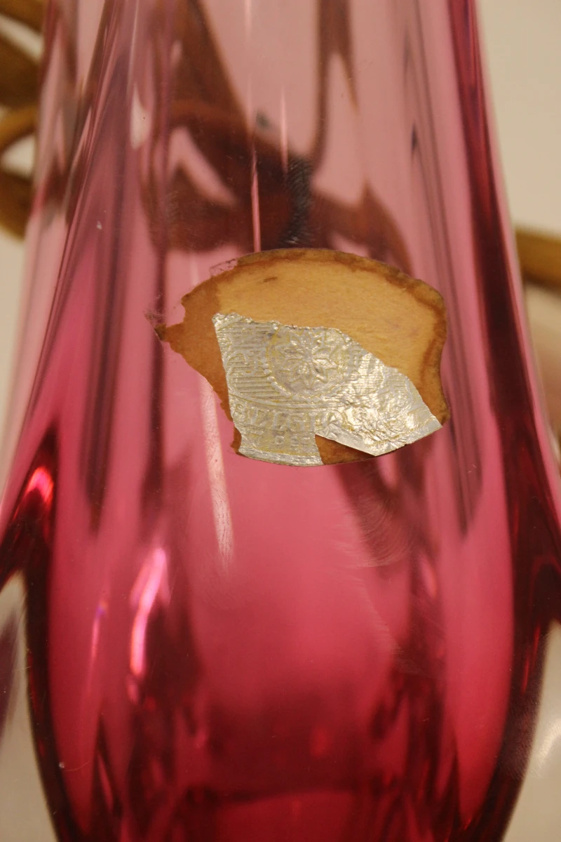 Val Saint Lambert roze glazen tafellamp met grijze lampenkap - foto 8