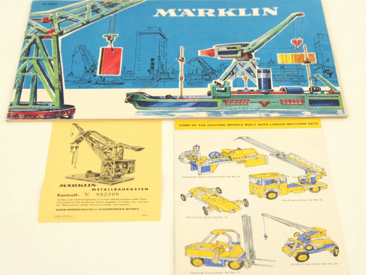 Partij vintage Meccano & Märklin metalen bouwsets met onderdelen en documentatie - foto 5