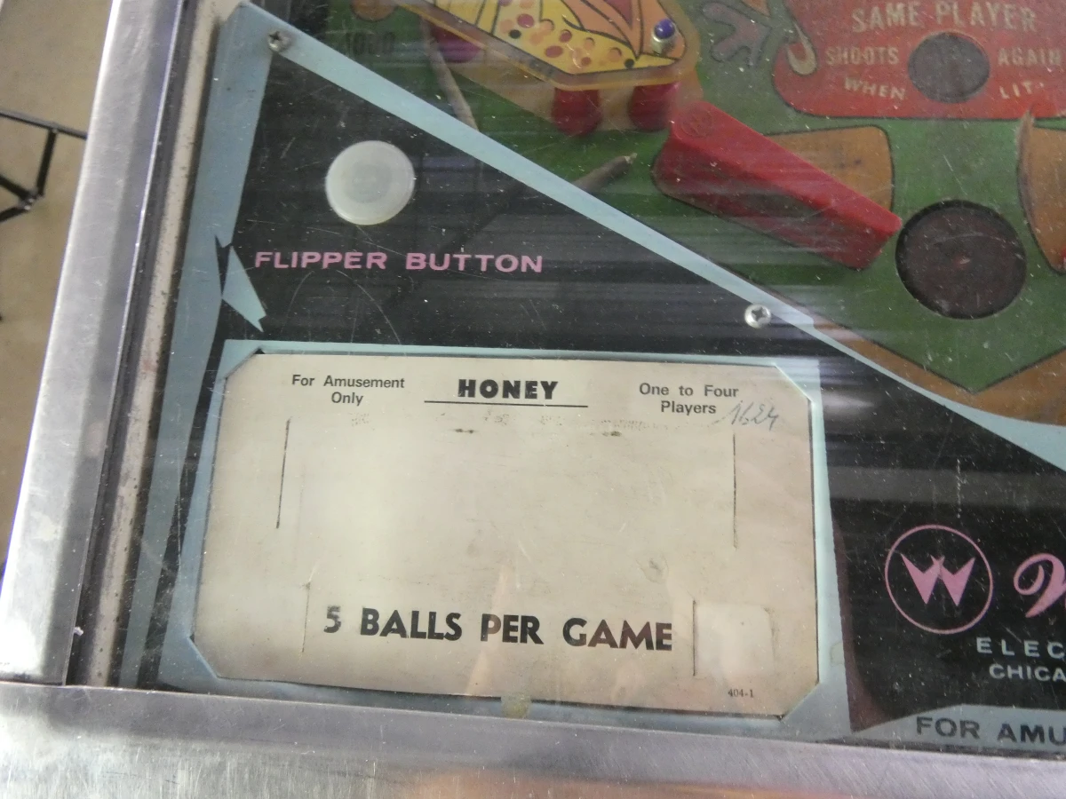 Williams Honey (1972) Flipperkast – Ideale Donor / Projectkast (Zonder Kopkast) – INCL. POTEN - foto 10