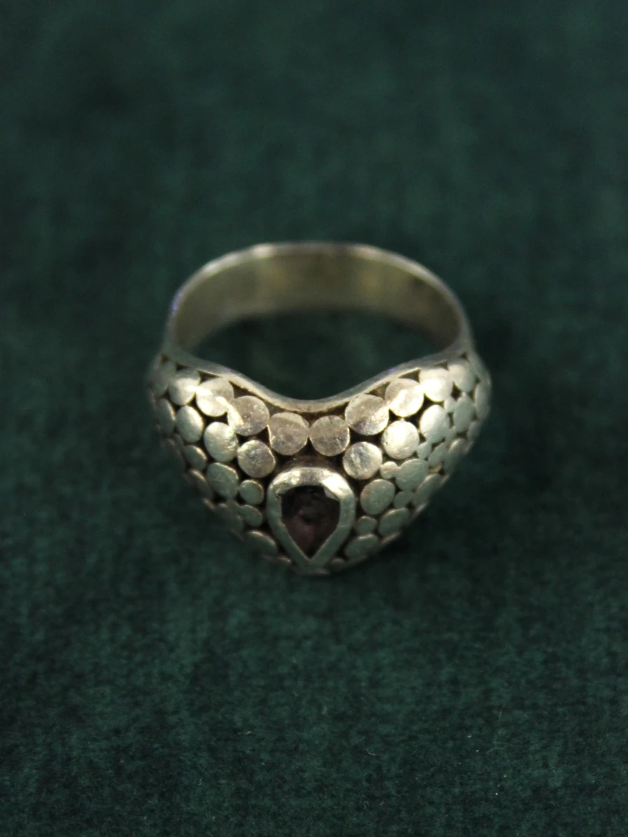 Sterling zilveren hartvormige ring met traanvormige steen - foto 2